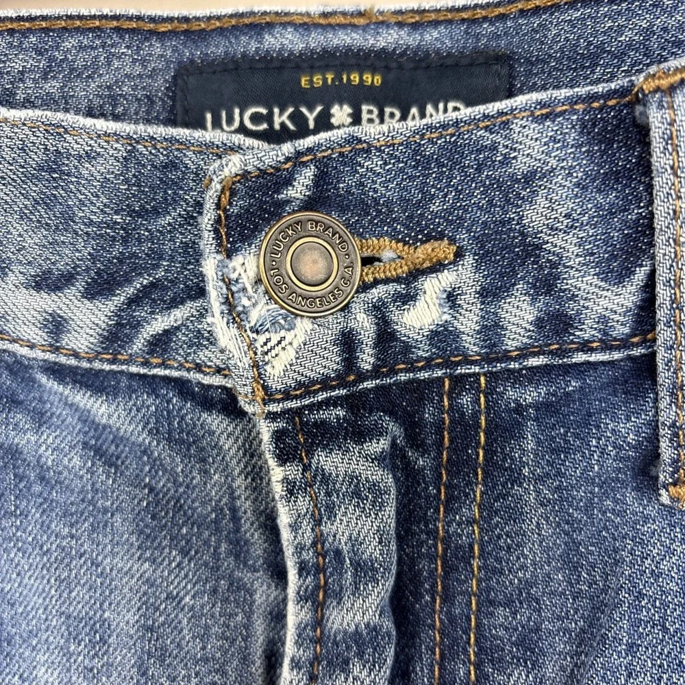 Lucky Brand 121 Slim‎ Men's Jeans Size 34x30 Blue Medium Wash Distressed Look